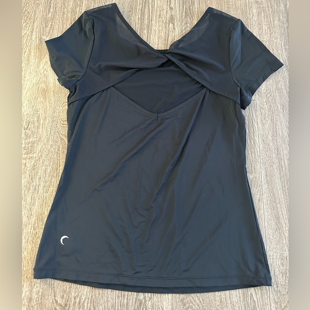 Zyia Black Twist Mesh T Shirt Medium Super Soft